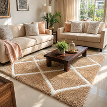 Load image into Gallery viewer, Premium Ultra-Soft Microfiber Shaggy Area Rug – Modern Geometric Moroccan Diamond Pattern Carpet for Living Room & Bedroom