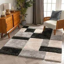 Load image into Gallery viewer, Black Grey Box 3D Stylish Modern Shaggy Rug