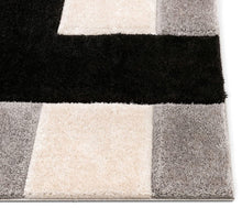 Load image into Gallery viewer, Black Grey Box 3D Stylish Modern Shaggy Rug
