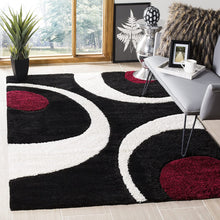 Load image into Gallery viewer, Black & Purple Stylish Modern Shaggy Rug