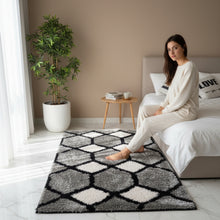 Load image into Gallery viewer, Stylish Gray Multi Design Shag Rug