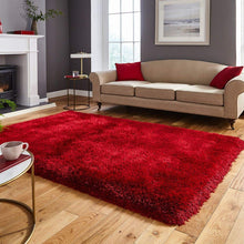 Load image into Gallery viewer, Luxurious Plain Red Microfiber Shaggy Rug – High-Pile Soft Fluffy Floor Carpet for Home Decor
