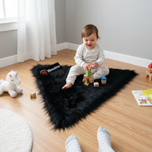 Load image into Gallery viewer, Black Triangle Faux Fur Rug, Luxury Fluffy Area Rug - 90x90 cm