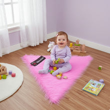 Load image into Gallery viewer, Pink Triangle Faux Fur Rug, Luxury Fluffy Area Rug - 90x90 cm