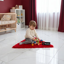 Load image into Gallery viewer, Red Triangle Faux Fur Rug, Luxury Fluffy Area Rug - 90x90 cm