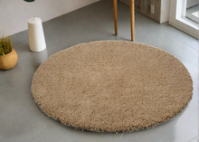 Load image into Gallery viewer, Beige Plain - Premium Round Shaggy Rug