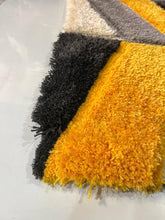 Load image into Gallery viewer, Gray with Yellow 3D Cut Collection Classical Look Shaggy Carpet/Rug