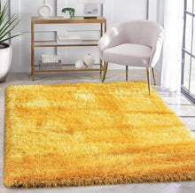 Load image into Gallery viewer, Premium Microfiber Plain Shaggy Rug | Vibrant Yellow Fluffy Soft Area Carpet for Home Decor, Living Room, Guest Room, and Nursery