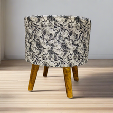 Load image into Gallery viewer, Bohemian Home Round Utility Padded Stool/ Ottoman Natural Finish - 4 Leg, Black Textured