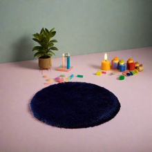 Load image into Gallery viewer, Blue Plain - Premium Round Shaggy Rug