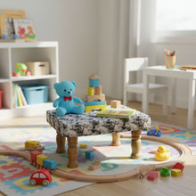 Load image into Gallery viewer, Small Chowki/Stool Square Utility Padded Natural Finish - Black Texture (4-Leg)