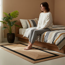 Load image into Gallery viewer, Braided Natural Jute & Black Cotton Bed-side Runner