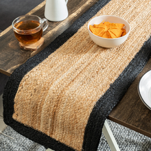Load image into Gallery viewer, Black Beige, Table Runner, Braided Handmade Handwoven Mat for Dining Table (54'x12')