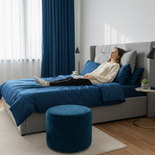 Load image into Gallery viewer, Round Utility Padded Stool/ Ottoman - 4 Leg, Blue color