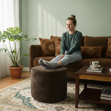 Load image into Gallery viewer, Round Utility Padded Stool/ Ottoman - 4 Leg, Brown color