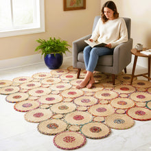 Load image into Gallery viewer, Braided Natural Jute & Multi cotton Area carpet