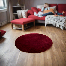 Load image into Gallery viewer, MAROON Plain  - Premium Round Shaggy Rug