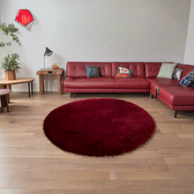 Load image into Gallery viewer, MAROON Plain  - Premium Round Shaggy Rug