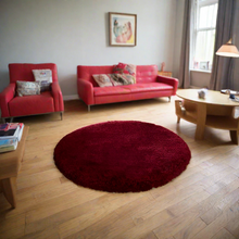 Load image into Gallery viewer, MAROON Plain  - Premium Round Shaggy Rug