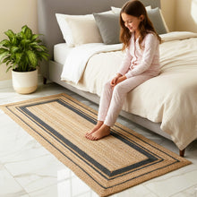 Load image into Gallery viewer, Braided Natural Jute & Black Cotton Bedside Runner