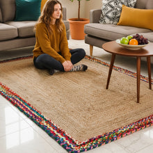Load image into Gallery viewer, Braided Natural Jute With Multi Cotton Area Rug/Carpet