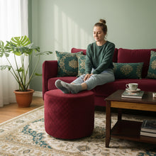 Load image into Gallery viewer, Round Utility Padded Stool/ Ottoman - 4 Leg, Maroon color