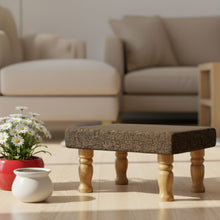 Load image into Gallery viewer, Small Chowki/Stool Square Utility Padded Natural Finish - Oliva (4-Leg)