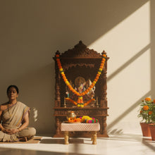 Load image into Gallery viewer, Small Chowki/Stool Square Utility Padded Natural Finish - Pink (4-Leg)