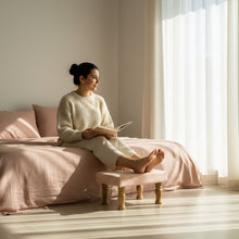 Load image into Gallery viewer, Small Chowki/Stool Square Utility Padded Natural Finish - Pink (4-Leg)