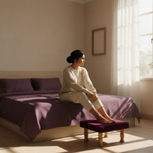 Load image into Gallery viewer, Small Chowki/Stool Square Utility Padded Natural Finish - Purple (4-Leg)