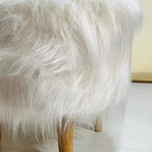 Load image into Gallery viewer, Bohemian Home Round Utility Padded Stool/ Ottoman Natural Finish - 4 Leg, White Faux Fur