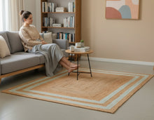 Load image into Gallery viewer, Square Braided Rug Hand Woven Jute/Rug - White/Beige