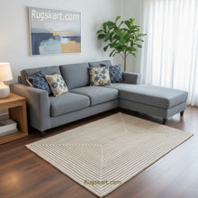 Load image into Gallery viewer, White Cotton With Natural Jute Latest Pattern Area Rug/Mat/Carpet
