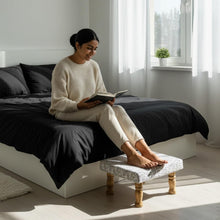 Load image into Gallery viewer, Small Chowki/Stool Square Utility Padded Natural Finish - White Texture (4-Leg)