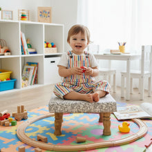 Load image into Gallery viewer, Small Chowki/Stool Square Utility Padded Natural Finish - White Texture (4-Leg)