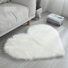 Load image into Gallery viewer, White Heart Faux Fur Rug, Luxury Fluffy Area Rug - 80x80 cm