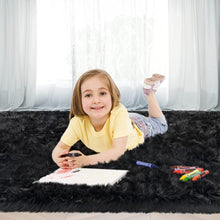 Load image into Gallery viewer, Black Bedside Faux Fur Runner, Luxury Fluffy Runner - 60x150 Cm