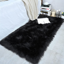 Load image into Gallery viewer, Black Bedside Faux Fur Runner, Luxury Fluffy Runner - 60x150 Cm