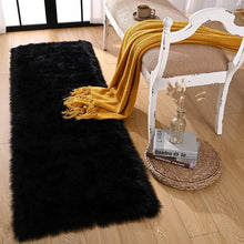 Load image into Gallery viewer, Black Bedside Faux Fur Runner, Luxury Fluffy Runner - 60x150 Cm