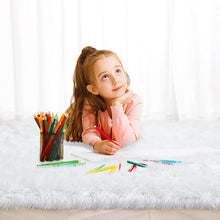 Load image into Gallery viewer, White Triangle Faux Fur Rug, Luxury Fluffy Area Rug - 90x90 cm
