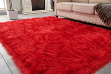 Load image into Gallery viewer, Red Faux Fur Rug, Luxury Fluffy Rugs