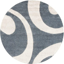 Load image into Gallery viewer, Grey & Ivory - Premium Soft Modern  Round Shaggy Rug