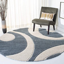 Load image into Gallery viewer, Grey & Ivory - Premium Soft Modern  Round Shaggy Rug