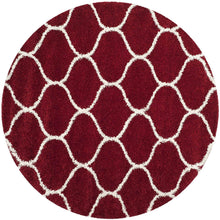 Load image into Gallery viewer, Ivory & Red - Premium Soft Modern  Round Shaggy Rug