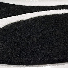 Load image into Gallery viewer, Ivory & Black - Premium Soft Modern  Round Shaggy Rug