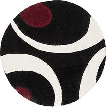 Load image into Gallery viewer, Ivory & Black - Premium Soft Modern  Round Shaggy Rug