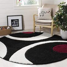 Load image into Gallery viewer, Ivory & Black - Premium Soft Modern  Round Shaggy Rug