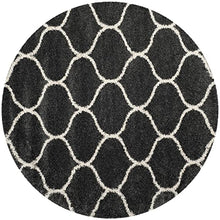 Load image into Gallery viewer, Ivory with Grey - Premium Soft Modern  Round Shaggy Rug