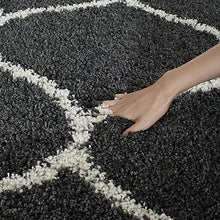 Load image into Gallery viewer, Ivory with Grey - Premium Soft Modern  Round Shaggy Rug