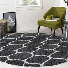 Load image into Gallery viewer, Ivory with Grey - Premium Soft Modern  Round Shaggy Rug